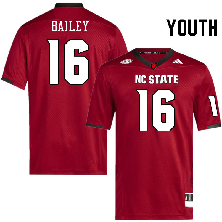 Youth #16 CJ Bailey NC State Wolfpack College Football Jerseys Stitched-Red